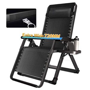 GAOZHEN Folding chair Oversize Zero Gravity Chair Portable Outdoor Patio Folding Rocking Chair Suitable for Outdoor Garden Beach Lawn Camping Support200kg armchair (Color : Black)