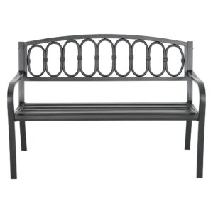 FUKEA Garden Bench Metal 3 Seater Outdoor Bench Cast Iron Garden Seating for Park