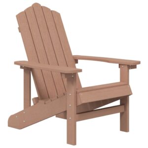 idaXL Garden Adirondack Chair Patio Armchair Terrace Yard Plastic Adirondack Seat Balcony Seating Household Outdoor Furniture HDPE Brow
