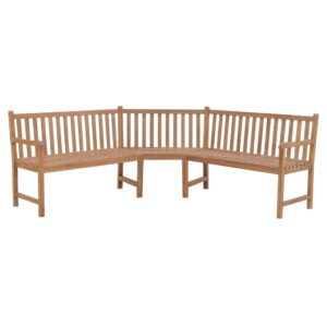 idaXL Solid Teak Wood Garden Corner Bench Outdoor Patio Terrance Backyard Furniture Accessories Wooden Bench Seating Chair Seat Durable