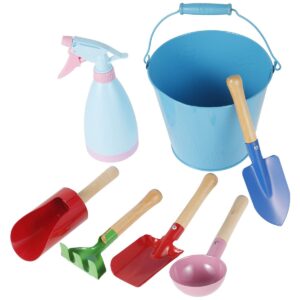YANNINN Kids Gardening Set Small Hand Kids Gardening Tools Kit with Shovel Rake Spoon Colorful Garden Toys for Children Durable Childs Garden/Beach Trowel Set Gift for Aged 3+(C)