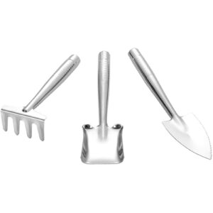 Garden Tool Set 3 Piece Heavy Duty Stainless Steel Gardening Tool Set Portable Flowers Garden Tools for Transplanting Weeding Digging and Planting