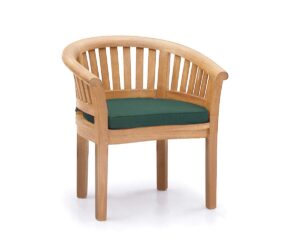 Jati Apollo Banana Teak Garden Chair with Cushion (Green) - Grade-A Teak | Curved Top-Rail | Delivered Ready-Assembled
