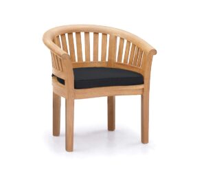 Jati Apollo Banana Teak Garden Chair with Cushion (Black) - Grade-A Teak | Curved Top-Rail | Delivered Ready-Assembled