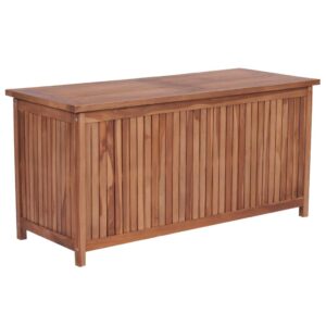 idaXL Solid Teak Outdoor Storage Box 120x50x58cm Garden Chest Unit Bench