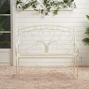 The Fellie Garden Bench Antique 2 Seater Garden Bench Metal Outdoor Indoor Patio Garden Seat Double Seat Garden Chair with Backrest