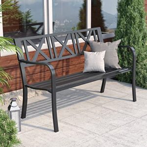 The Fellie 2 Seater Garden Bench Cast Iron Park Bench Outdoor Furniture Patio Lounger Chair Seats for Terrace