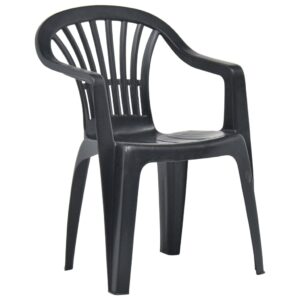 VTL® Dark Grey Plastic Garden Chairs Low Back Seat Patio Partying Camping Stacking