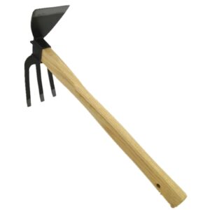 HUALUDA Garden Hoe and Cultivator Hand Tiller Hand Digger Spade Combo Garden Tools with 3 Prongs