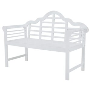 PHIVILLA Wood Garden Bench with Backrest Outdoor Loveseats Outdoor Patio Benches Garden Furniture (White)