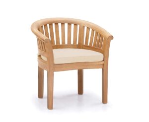Jati Apollo Banana Teak Garden Chair with Cushion (Natural) - Grade-A Teak | Curved Top-Rail | Delivered Ready-Assembled