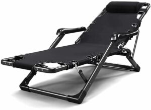 WANGXIAOYUE Deck chair Folding Chair Function Folding Chair Garden Armrest With Headrest Sunbathing Rocking Chair Terrace Garden Rocking chair (Color : Black)