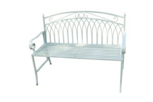 Versailles Folding Metal Garden Bench in Sage Green Finish