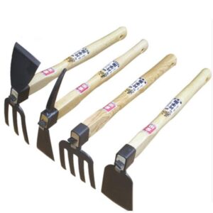 Gardening Garden Tools Dual-use Hoe and Rake 2 in 1 Carbon Steel Head Wooden Handle Durable Thick Vegetable Flower Planting Digging Gadget Four-Piece Se