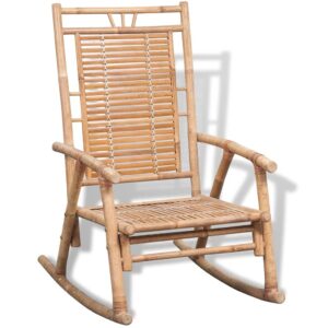 Rocking Chair Wood Garden Chair Bamboo Lounge Chairs for Living Room Patio Poolside Lawn