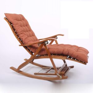Folding Rocking Chair Deck Chair Bamboo Chair Backrest Armchair Patio Garden Chair Lakeside Leisure Chair Outdoor Recliner Chairs Nap Chair (Color : C+cushion)