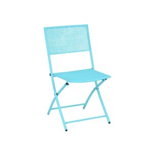 greemotion Folding Chair Outdoor Mykonos – Foldable Chairs Metal in Blue – Patio or Deck Chairs for Outdoors – Balcony