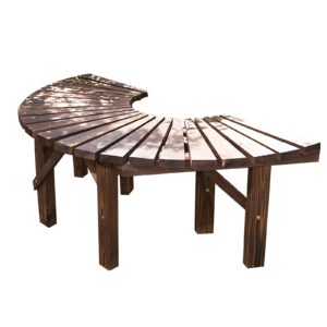 Yclty Outdoor Courtyard Terrace Park Seat Solid Wood Fan-shaped Bench