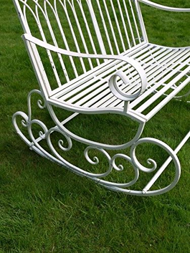 Black Country Metal Works 'The Kemberley' Two Seater Rocking Garden Bench In Antique White
