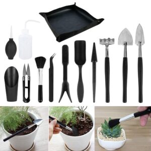 Garden Tools Set 12/13 Pieces Garden Planting Succulents Tools Mini Manual Garden Tools Set Indoor Bonsai Micro Transplantation Nursery Tools Gardening Supplies (Color : With Cushion)