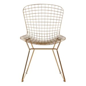Premier Housewares Metal Wire Chair/Gold Finish Wire Chair For Garden/Stylish Metal Grid Frame Garden Chair/Dimensions W53 x D56 x H88cm Weight 4.3kg