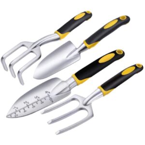 Garden Tool Set 4Piece Aluminum Alloy Heavy Duty Gardening Kit Gardening Planting Tools with PVC Handle for Transplanting Pruning and Watering