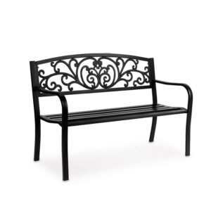 SUDOO 2 Seater Metal Garden Bench Patio Outdoor Park Porch Chair