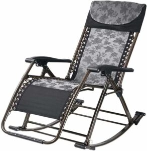 WANGXIAOYUE Deck chair Folding Recliner Garden Rocking Chair Adjustable Sun Lounger Weightless Chair Outdoor Lawn Camping Recliner Rocking chair (Color : Black)