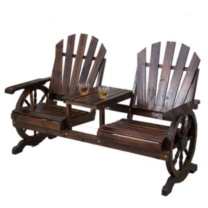 Wooden Wagon Wheel Bench