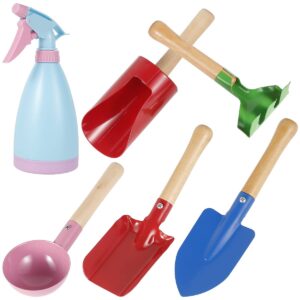 YANNINN Kids Gardening Set Small Hand Kids Gardening Tools Kit with Shovel Rake Spoon Colorful Garden Toys for Children Durable Childs Garden/Beach Trowel Set Gift for Aged 3+(B)