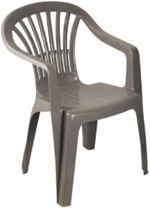 Low Back Plastic Garden Chair - TAUPE Colour - Stackable Patio Outdoor Picnic Furniture - Single Chai