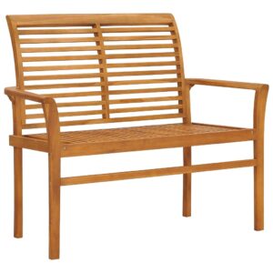 Outdoor Bench Patio Porch Chair Teak Wood Garden Bench with High Backrest