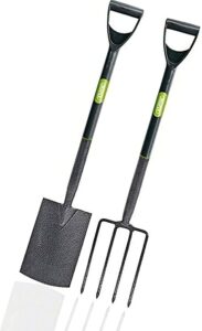 adefirst Heavy Duty Garden Fork And Spades For Digging 【|】 Carbon Steel Garden Fork And Spade Set Tilted Plastic Handle 【|】 Garden tools For Gardening