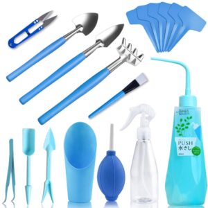 SONGZIMING 18 Pcs Succulent Tools Set Mini Transplanting Garden Tools Kit for Indoor Miniature Fairy Gardening Plant Care