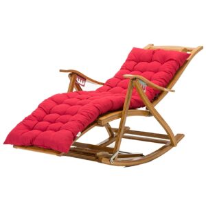 INTHEL Folding Bamboo Rocking Chair With Cushion