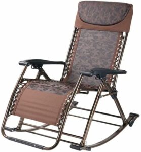 WANGXIAOYUE Deck chair Folding Recliner Garden Rocking Chair Adjustable Sun Lounger Weightless Chair Outdoor Lawn Camping Recliner Rocking chair (Color : Brown)