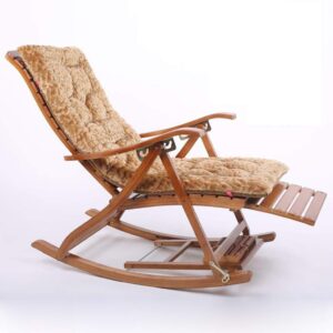 Folding Rocking Chair Deck Chair Bamboo Chair Backrest Armchair Patio Garden Chair Lakeside Leisure Chair Outdoor Recliner Chairs Nap Chair (Color : C+cushion)