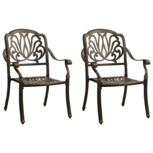 Tidyard Garden Chairs Set Armchair 2 pcs Outdoor/Indoor Patio Dining Armchair for Garden Beach Cast Aluminium Bronze