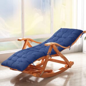 BOCbco Rocking Chairs for Adults Wood Extra Large Stable Ergonomic Garden Deck Chairs Foldable Recliner Loadbea200Kg Bamboo Sun Loungers/Blue Ma