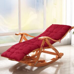 BOCbco Rocking Chairs for Adults Wood Extra Large Stable Ergonomic Garden Deck Chairs Foldable Recliner Loadbea200Kg Bamboo Sun Loungers/Red Ma