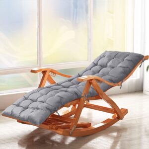 BOCbco Rocking Chairs for Adults Wood Extra Large Stable Ergonomic Garden Deck Chairs Foldable Recliner Loadbea200Kg Bamboo Sun Loungers/Gray Ma