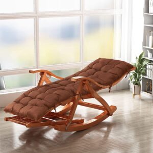 BOCbco Rocking Chairs for Adults Wood Extra Large Stable Ergonomic Garden Deck Chairs Foldable Recliner Loadbea200Kg Bamboo Sun Loungers/Brown Ma