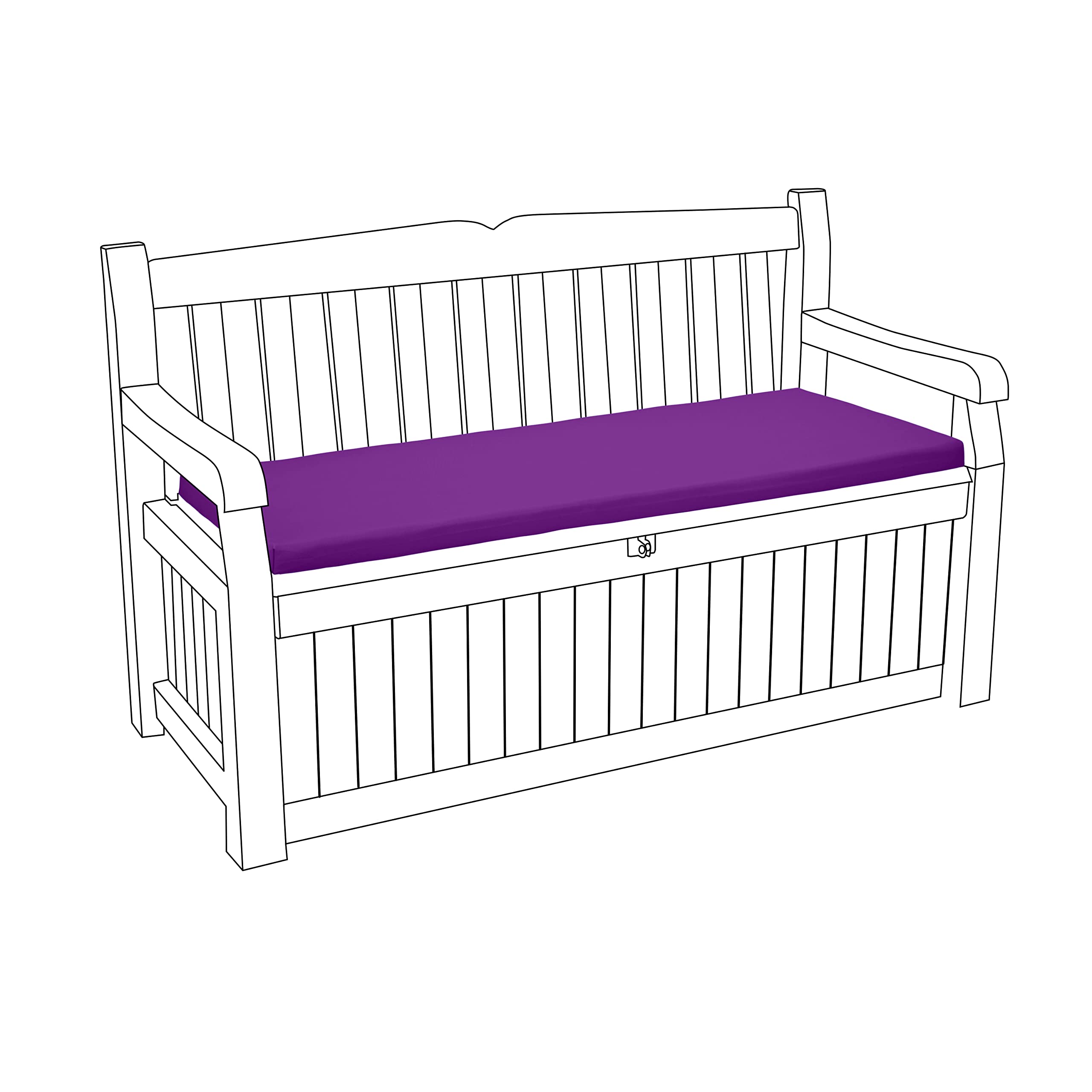 Gardenista Garden Bench Outdoor Pad | Iceni & Eden Garden Storage Benches | Patio Furniture Cushion | Water Resistant Material | Comfortable Durable and Lightweight(Bench NOT included)(Vibrant Purple)