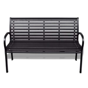 Susany Garden Bench Garden Furniture 3-seater Garden Bench 125 cm Steel and WPC Black