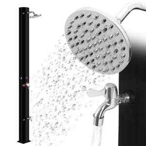 NAIZY Solar Shower 35 Litres for the Garden Solar Garden Shower Pool Shower Camping with Rain Shower Head and Tap Max. 60 °C without Power Connection Includes Mounting Materials Black