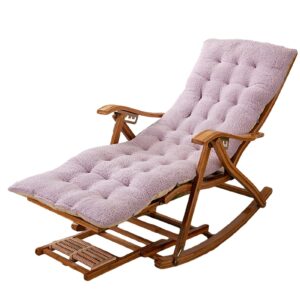 INTHEL Summer Bamboo Rocking Chair Portable Folding Lounge Chair Adjustable Backrest Chair Outdoor Garden Recliner Lawn Sun Loungers With Foot Massage And Cushion (Color : Blue) (Light Purple)