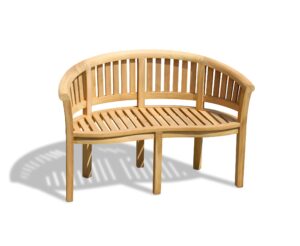 JATI Bijou Teak Garden Banana Bench - 2-Seater | 1.2m / 4ft | Delivered Ready-Assembled