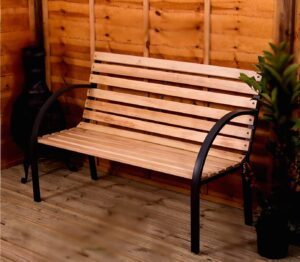 Wooden Garden Bench Seat With Heavy Duty Steel Frame