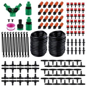 MOMOTOU 149Pcs Garden Irrigation System 30m DIY Plant Watering Kit with Adjustable Nozzle Automatic Sprinkler Drip Irrigation System for Greenhouse Patio