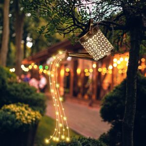 ARVALOLET Watering Can Lights Solar Garden Lights Outdoor Solar Star Shower Watering Can Hollow Wrought Iron Lamp Solar Watering Can Hollow Wrought Art Iron Sprinkle Kettle Ligh